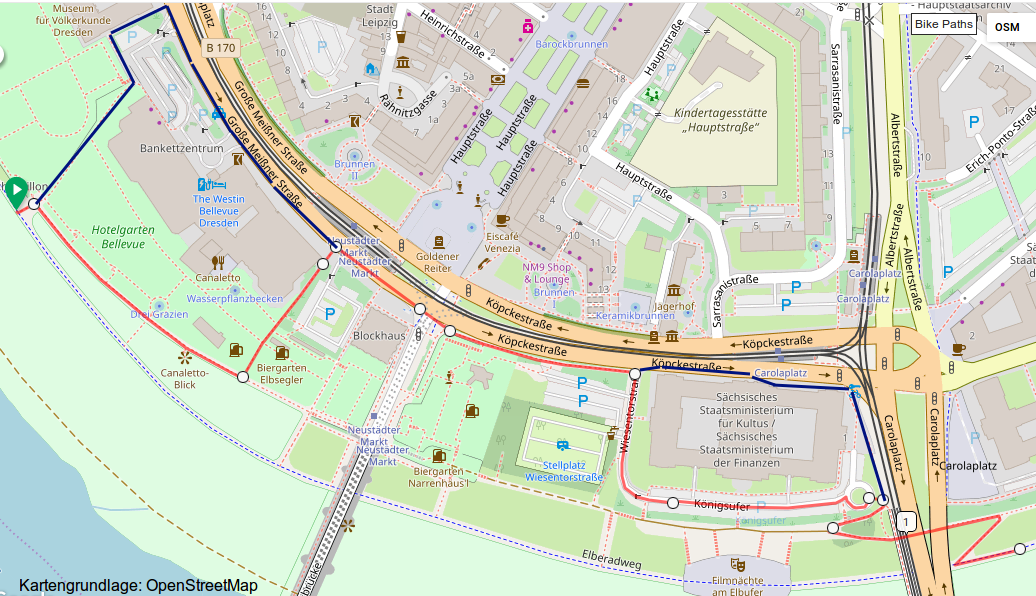 Umleitung Vorschlag ADFC © OpenStreetMap und ADFC Dresden